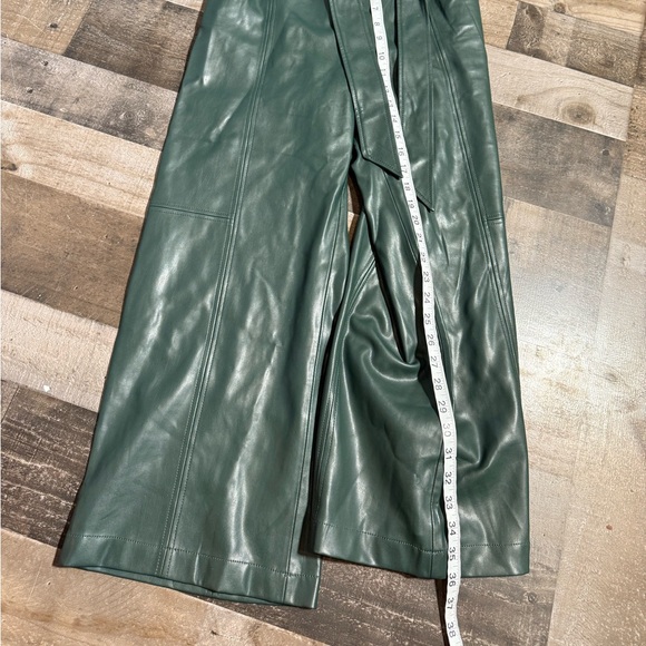 Anthropologie Samira Green Faux Leather Wide Leg Jumpsuit Size 2 - Picture 7 of 13